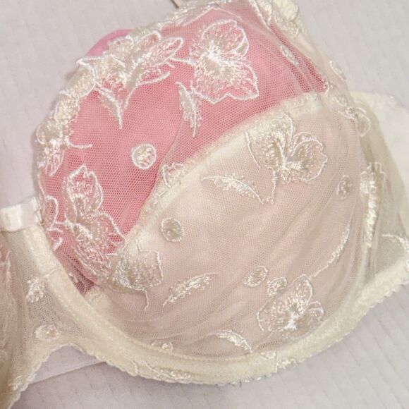 Prima Donna 38C Embroidered Unlined Underwire Support Bra 162040 Cream Off White - Picture 2 of 12